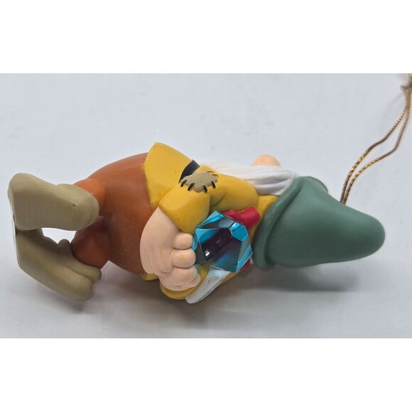 Disney Snow White Dopey Ornament Holding Gem Resin Figurine With Hanging String - Picture 3 of 4